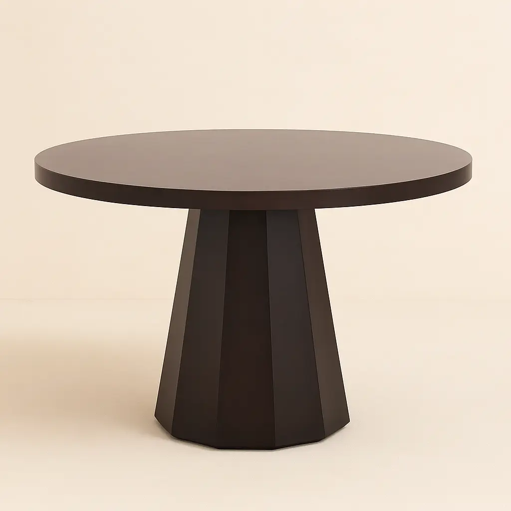 Harrison Round Wood Table with Smoked Glass