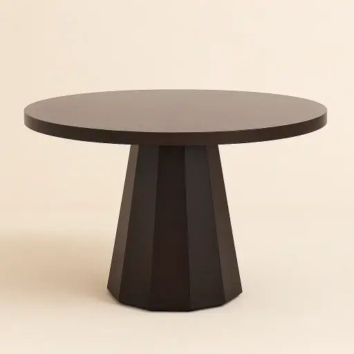 Harrison Round Wood Table with Smoked Glass